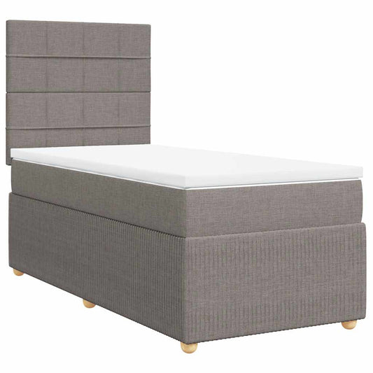 vidaXL Κρεβάτι Boxspring με Στρώμα Taupe 100 x 200 εκ. Υφασμάτινο