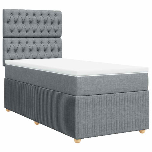 vidaXL Κρεβάτι Boxspring με Στρώμα Ανοιχτό Γκρι 100x200 εκ. Υφασμάτινο