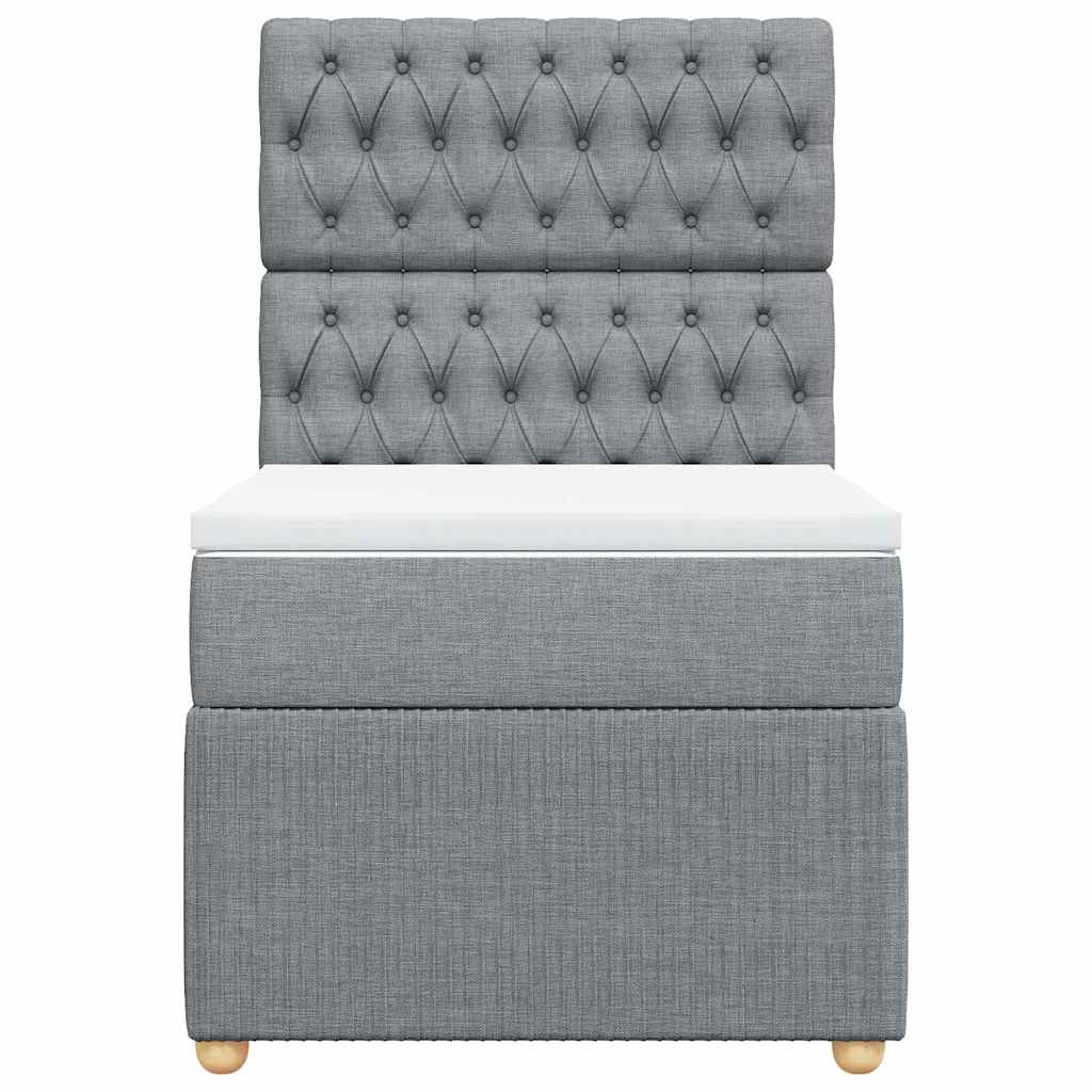 vidaXL Κρεβάτι Boxspring με Στρώμα Ανοιχτό Γκρι 100x200 εκ. Υφασμάτινο