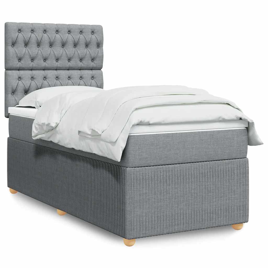 vidaXL Κρεβάτι Boxspring με Στρώμα Ανοιχτό Γκρι 100x200 εκ. Υφασμάτινο