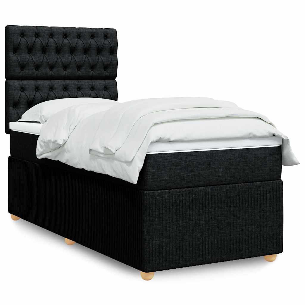 vidaXL Κρεβάτι Boxspring με Στρώμα Μαύρο 100 x 200 εκ. Υφασμάτινο