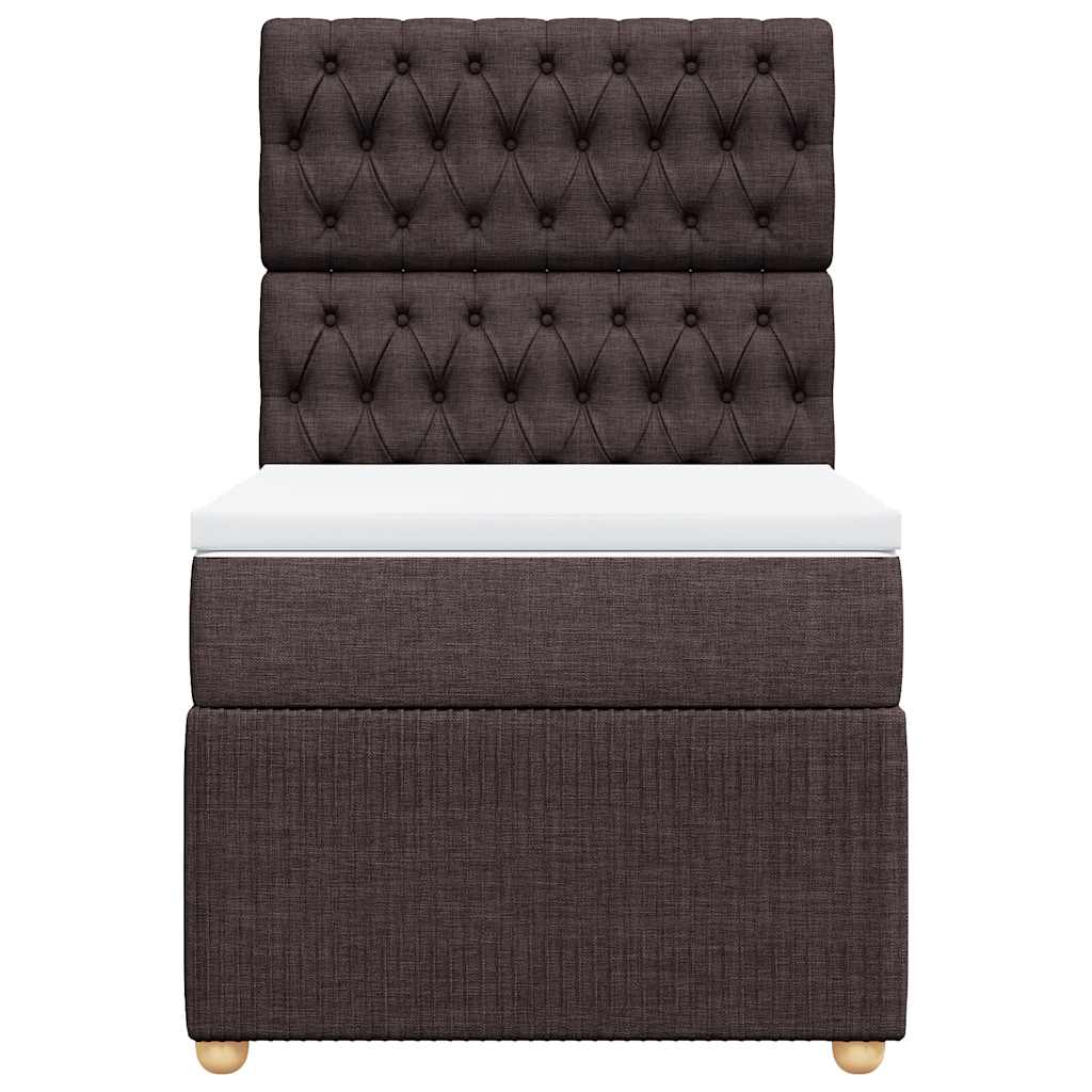 vidaXL Κρεβάτι Boxspring με Στρώμα Σκούρο Καφέ 100x200 εκ. Υφασμάτινο