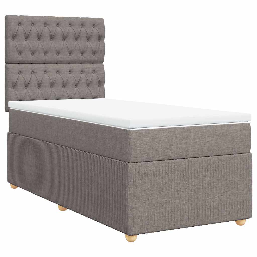 vidaXL Κρεβάτι Boxspring με Στρώμα Taupe 100 x 200 εκ. Υφασμάτινο