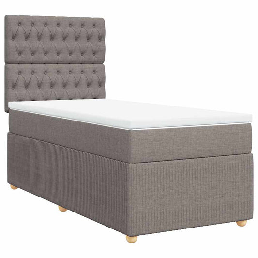 vidaXL Κρεβάτι Boxspring με Στρώμα Taupe 100 x 200 εκ. Υφασμάτινο