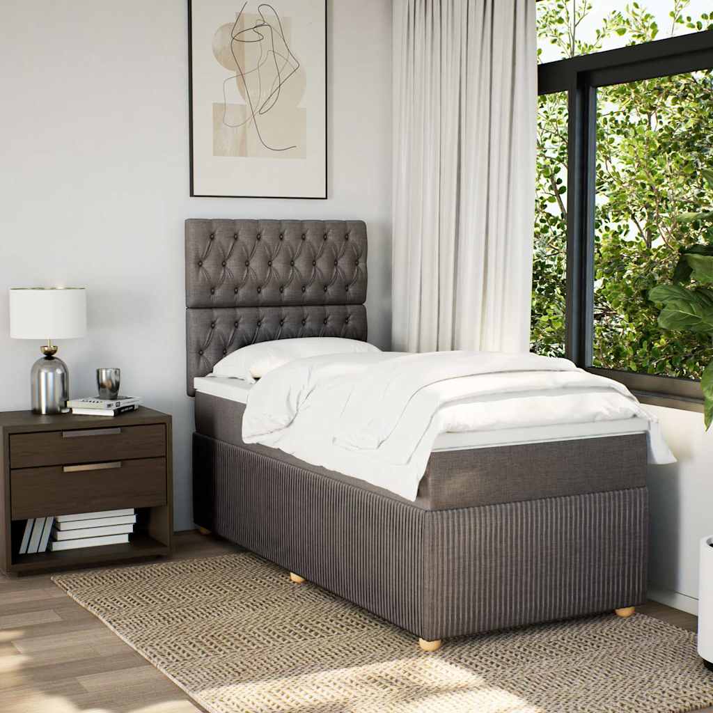 vidaXL Κρεβάτι Boxspring με Στρώμα Taupe 100 x 200 εκ. Υφασμάτινο