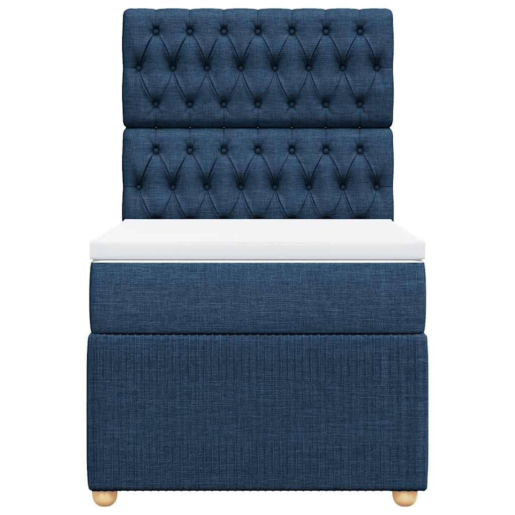vidaXL Κρεβάτι Boxspring με Στρώμα Μπλε 100 x 200 εκ. Υφασμάτινο