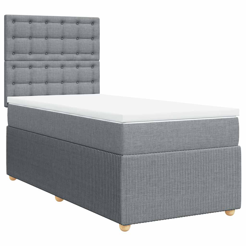vidaXL Κρεβάτι Boxspring με Στρώμα Ανοιχτό Γκρι 100x200 εκ. Υφασμάτινο