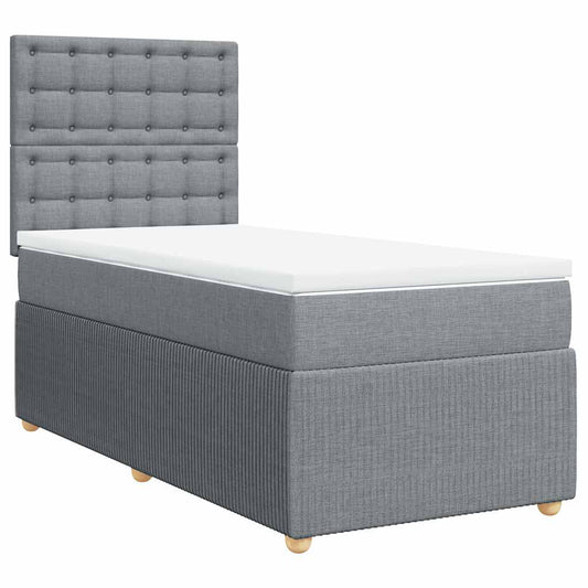 vidaXL Κρεβάτι Boxspring με Στρώμα Ανοιχτό Γκρι 100x200 εκ. Υφασμάτινο