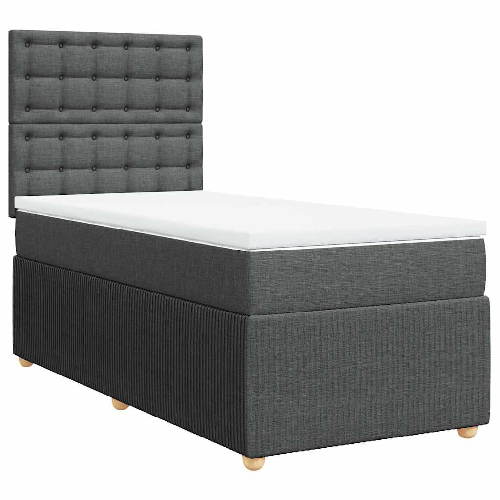 vidaXL Κρεβάτι Boxspring με Στρώμα Σκούρο Γκρι 100x200 εκ. Υφασμάτινο