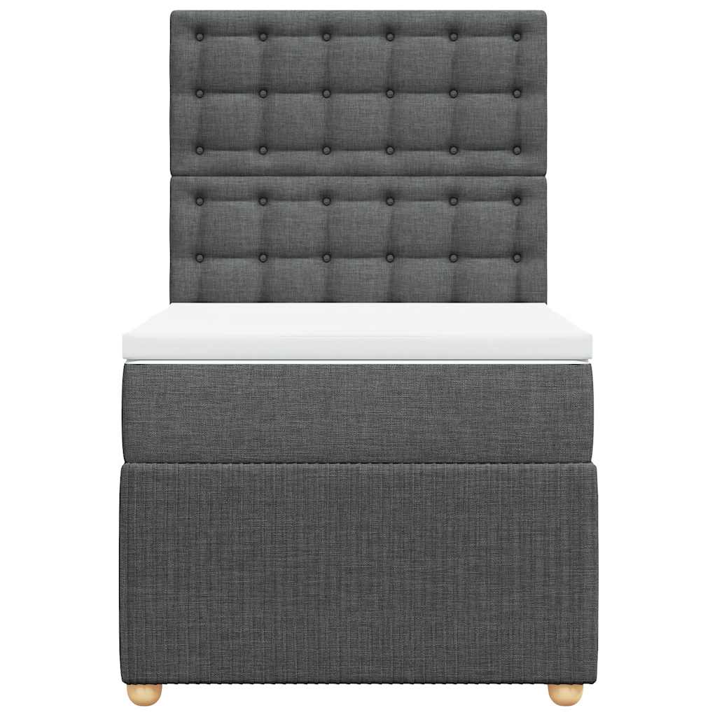 vidaXL Κρεβάτι Boxspring με Στρώμα Σκούρο Γκρι 100x200 εκ. Υφασμάτινο