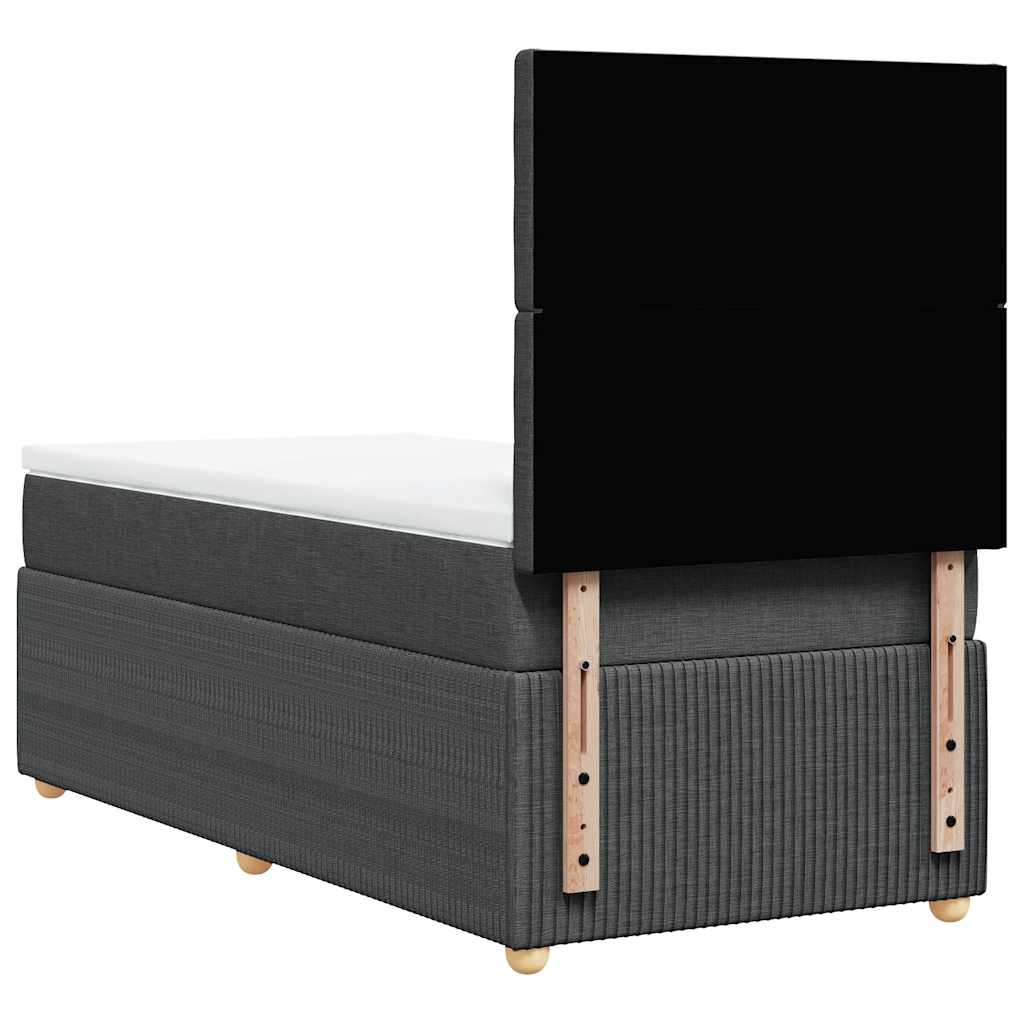 vidaXL Κρεβάτι Boxspring με Στρώμα Σκούρο Γκρι 100x200 εκ. Υφασμάτινο