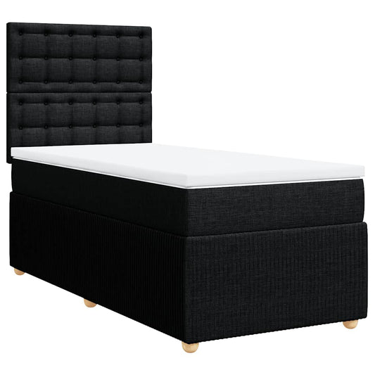 vidaXL Κρεβάτι Boxspring με Στρώμα Μαύρο 100 x 200 εκ. Υφασμάτινο