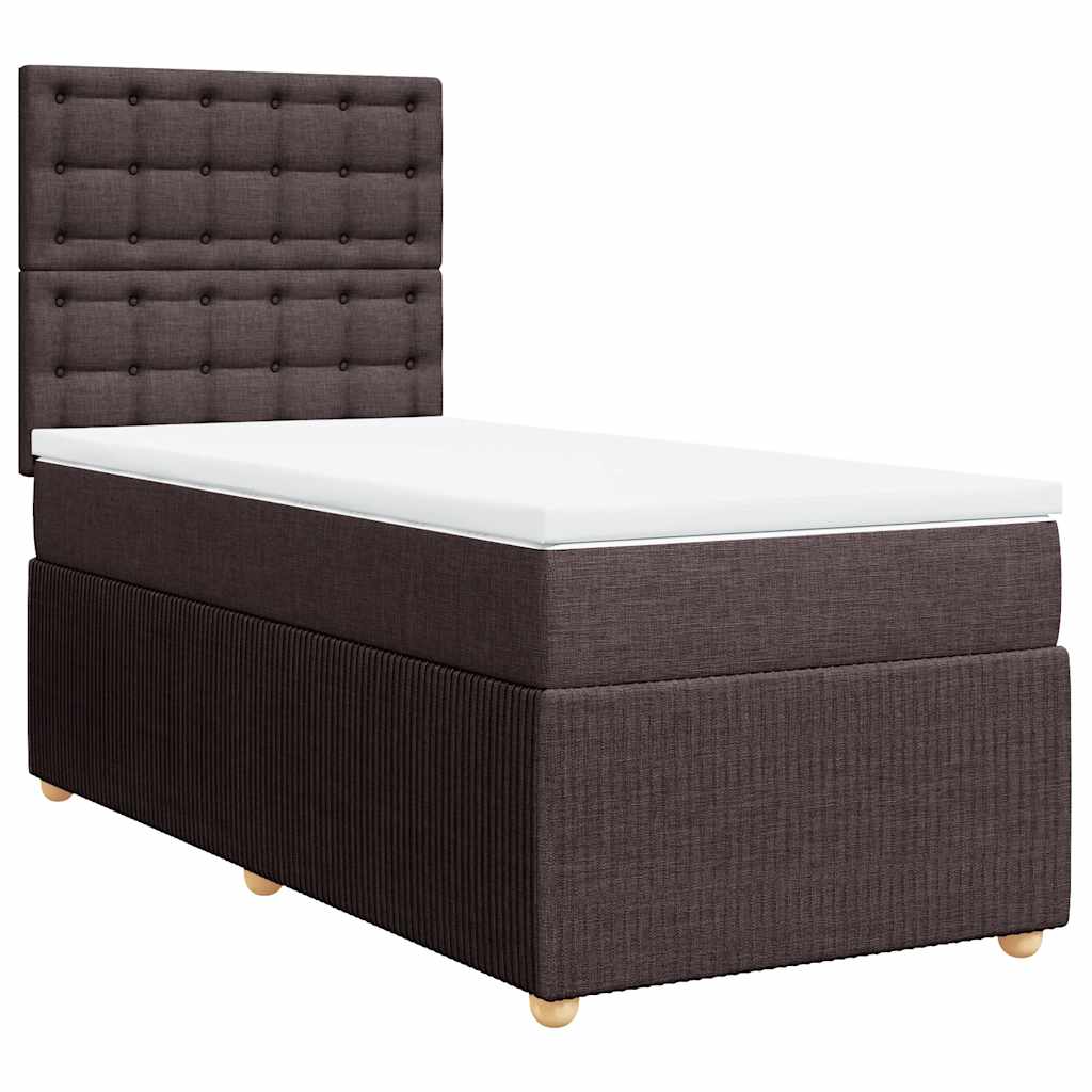 vidaXL Κρεβάτι Boxspring με Στρώμα Σκούρο Καφέ 100x200 εκ. Υφασμάτινο