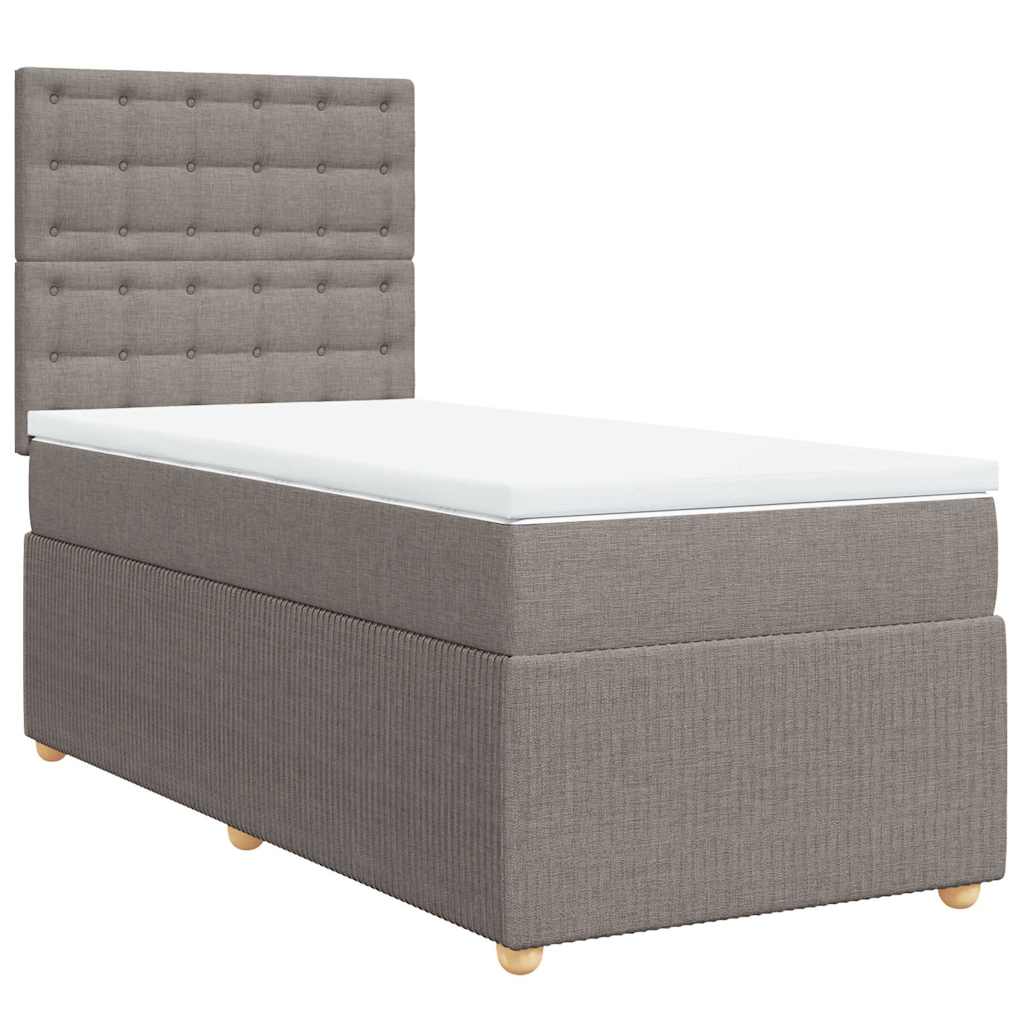 vidaXL Κρεβάτι Boxspring με Στρώμα Taupe 100 x 200 εκ. Υφασμάτινο