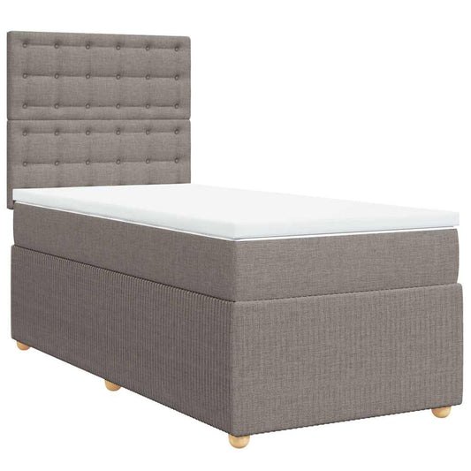 vidaXL Κρεβάτι Boxspring με Στρώμα Taupe 100 x 200 εκ. Υφασμάτινο