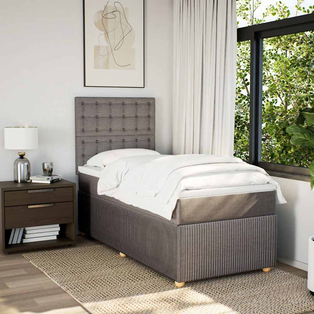 vidaXL Κρεβάτι Boxspring με Στρώμα Taupe 100 x 200 εκ. Υφασμάτινο