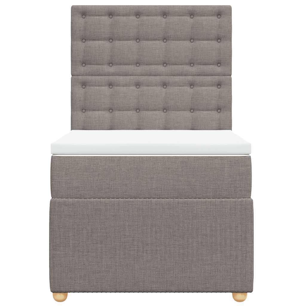 vidaXL Κρεβάτι Boxspring με Στρώμα Taupe 100 x 200 εκ. Υφασμάτινο