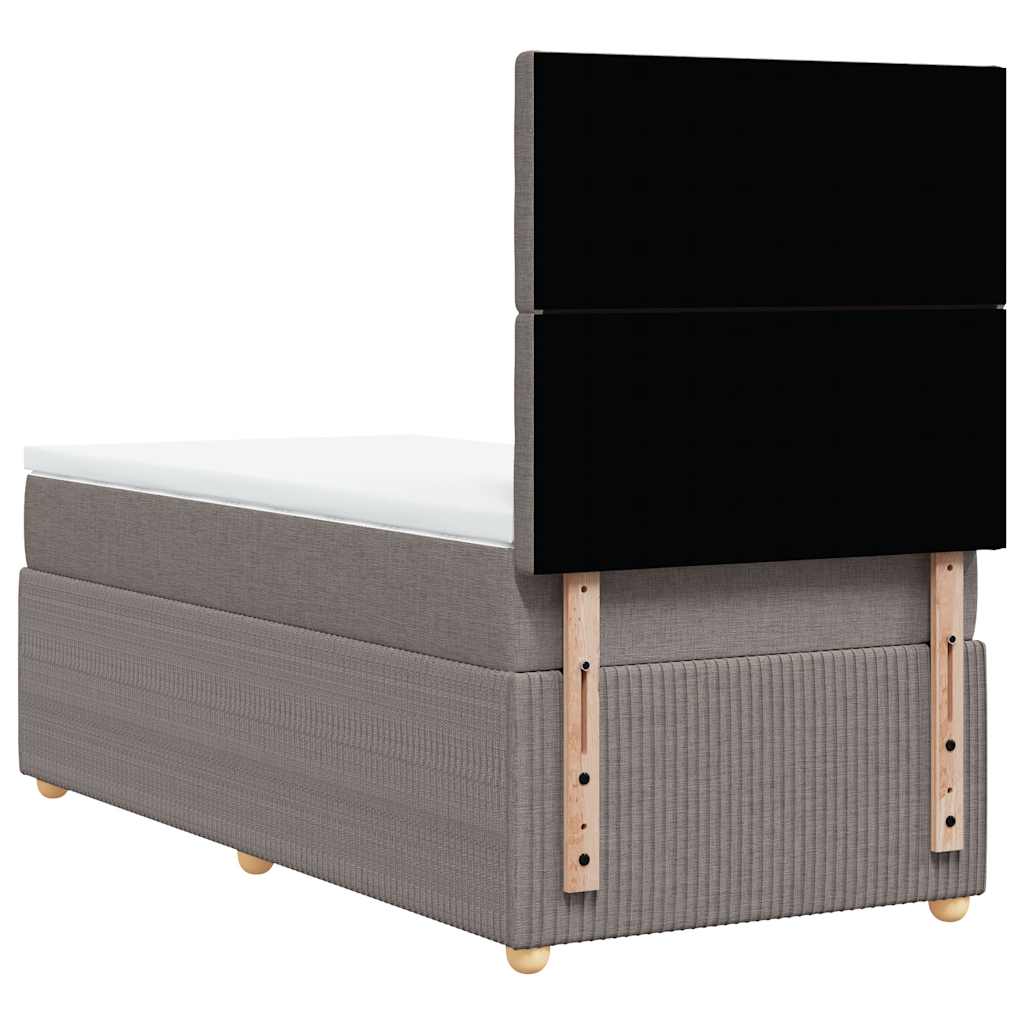 vidaXL Κρεβάτι Boxspring με Στρώμα Taupe 100 x 200 εκ. Υφασμάτινο