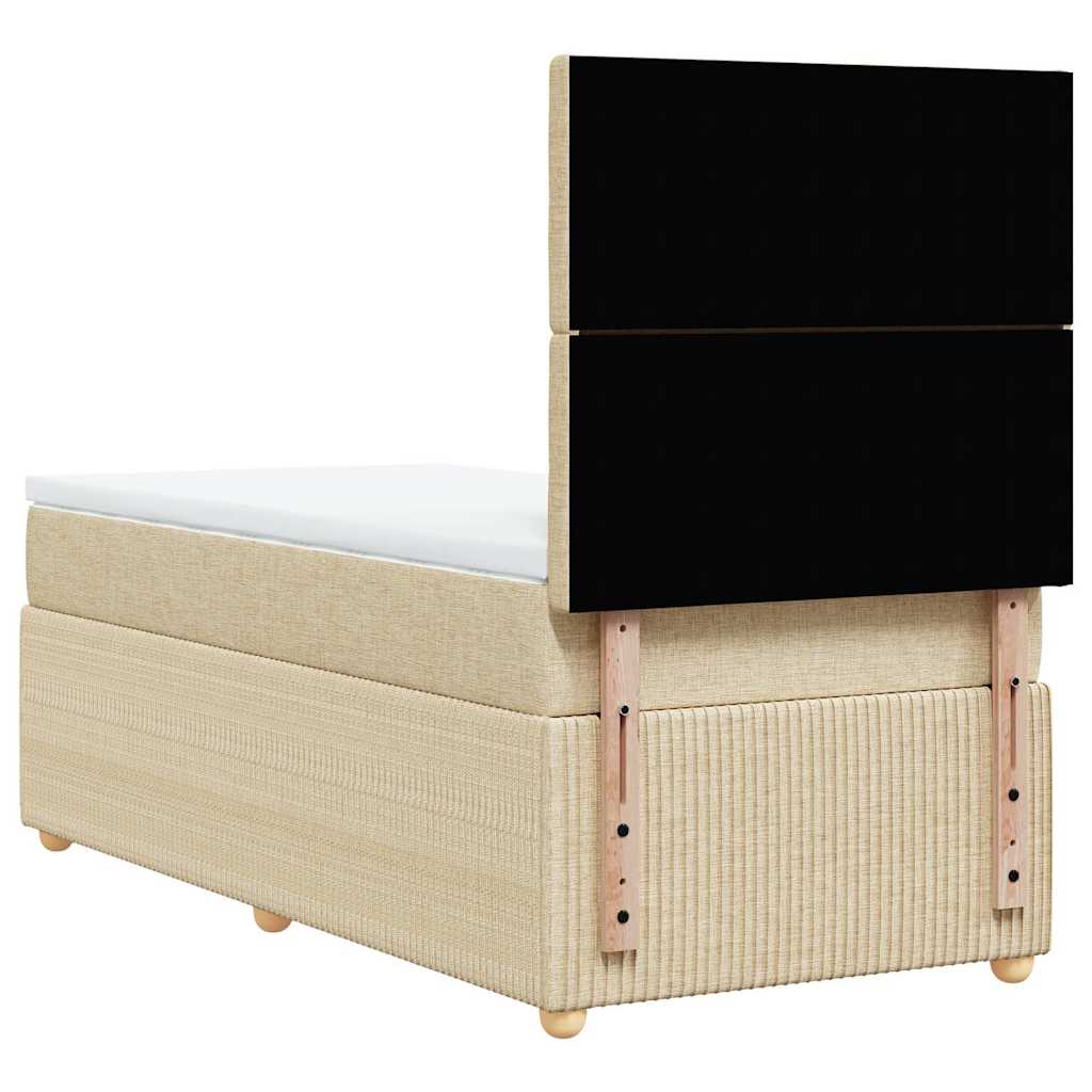 vidaXL Κρεβάτι Boxspring με Στρώμα Κρεμ 100 x 200 εκ. Υφασμάτινο