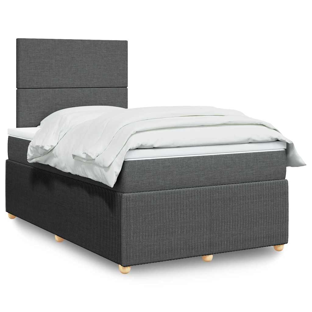 vidaXL Κρεβάτι Boxspring με Στρώμα Σκούρο Γκρι 120x190 εκ Υφασμάτινο