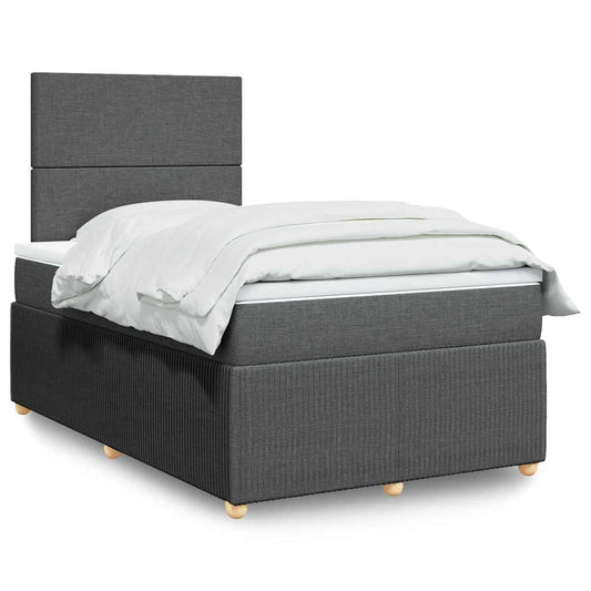 vidaXL Κρεβάτι Boxspring με Στρώμα Σκούρο Γκρι 120x190 εκ Υφασμάτινο