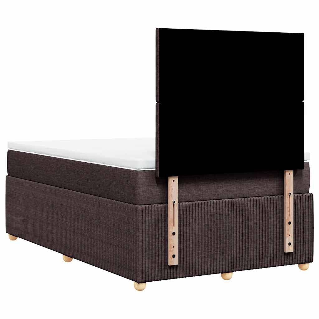 vidaXL Κρεβάτι Boxspring με Στρώμα Σκούρο Καφέ 120x190 εκ Υφασμάτινο
