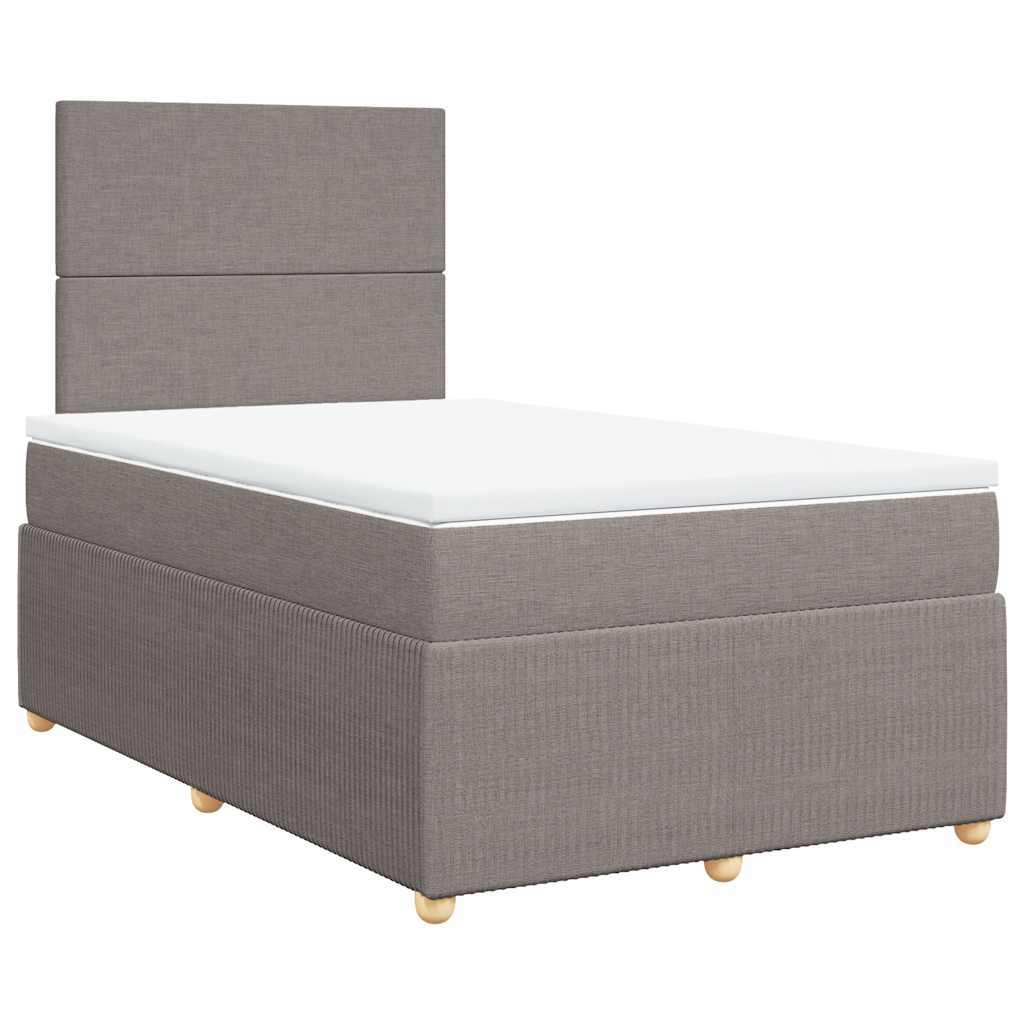 vidaXL Κρεβάτι Boxspring με Στρώμα Taupe 120x190 εκ. Υφασμάτινο