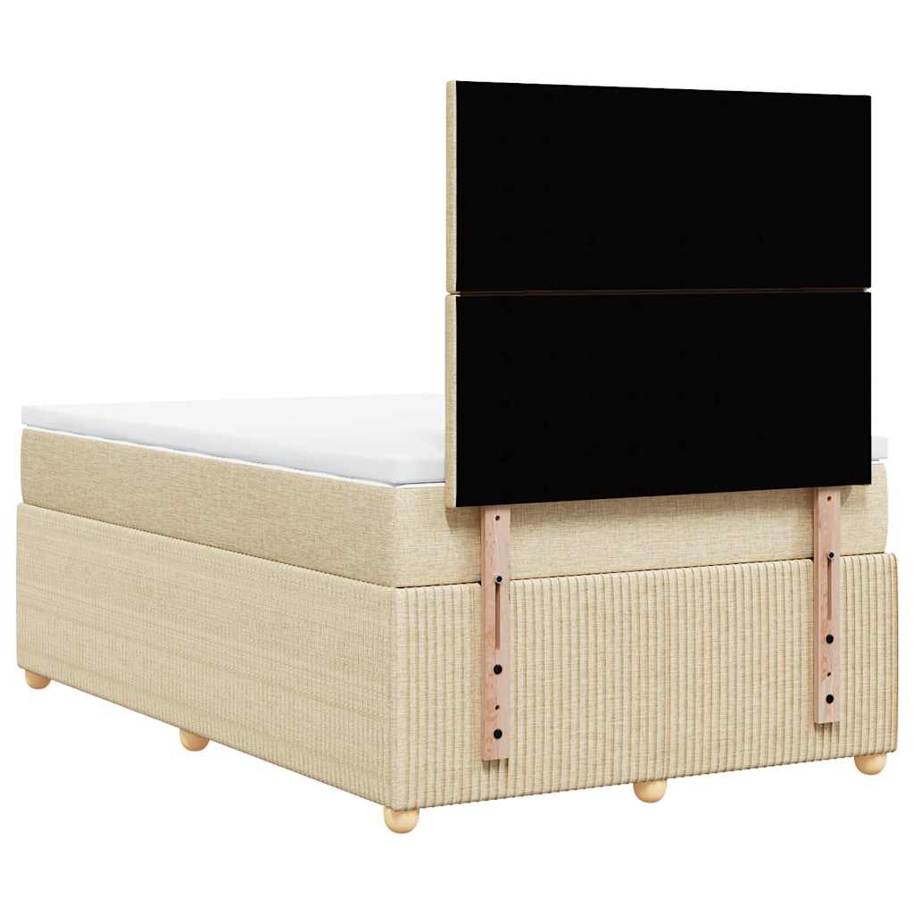 vidaXL Κρεβάτι Boxspring με Στρώμα Κρεμ 120x190 εκ. Υφασμάτινο