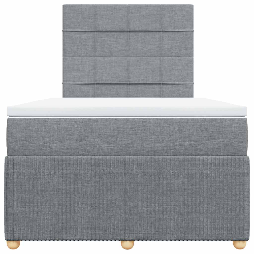 vidaXL Κρεβάτι Boxspring με Στρώμα Ανοιχτό Γκρι 120x190 εκ. Υφασμάτινο