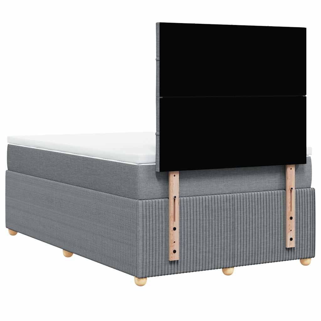 vidaXL Κρεβάτι Boxspring με Στρώμα Ανοιχτό Γκρι 120x190 εκ. Υφασμάτινο
