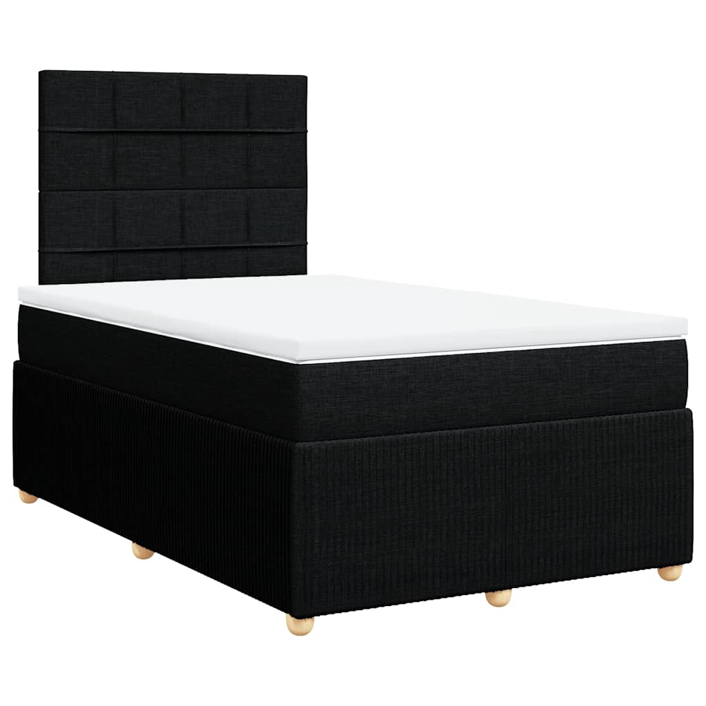 vidaXL Κρεβάτι Boxspring με Στρώμα Μαύρο 120x190 εκ. Υφασμάτινο