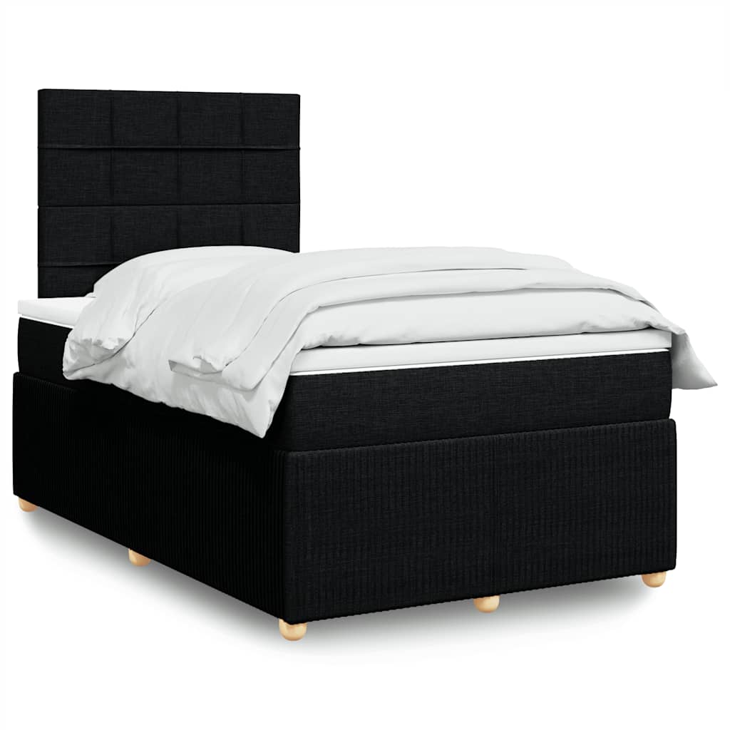 vidaXL Κρεβάτι Boxspring με Στρώμα Μαύρο 120x190 εκ. Υφασμάτινο