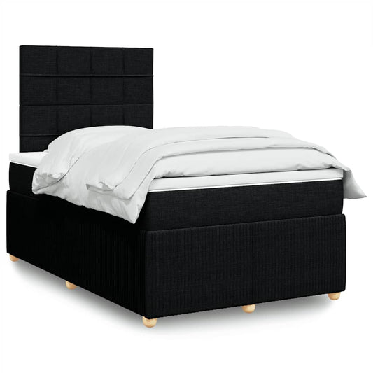 vidaXL Κρεβάτι Boxspring με Στρώμα Μαύρο 120x190 εκ. Υφασμάτινο