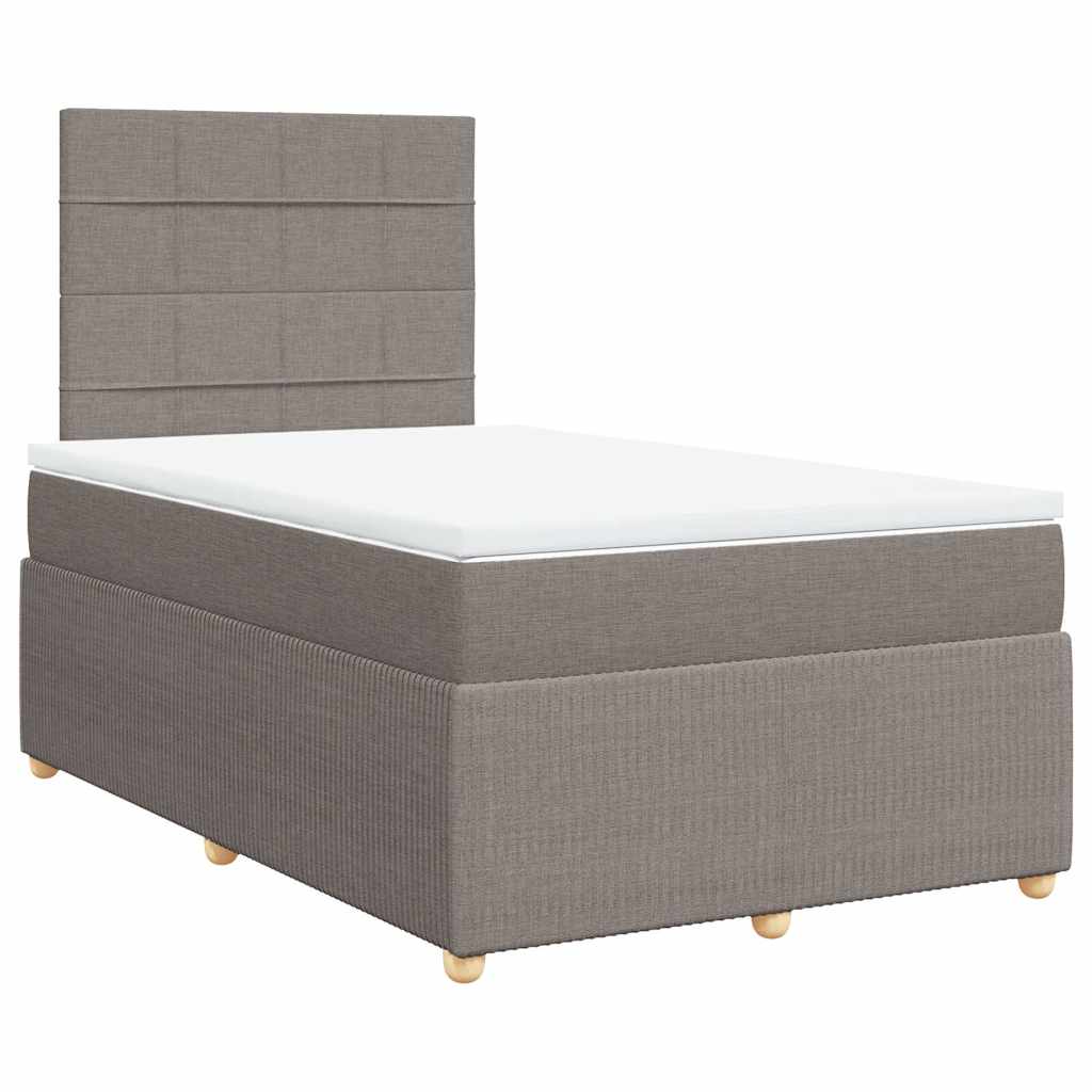 vidaXL Κρεβάτι Boxspring με Στρώμα Taupe 120x190 εκ. Υφασμάτινο
