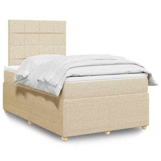 vidaXL Κρεβάτι Boxspring με Στρώμα Κρεμ 120x190 εκ. Υφασμάτινο