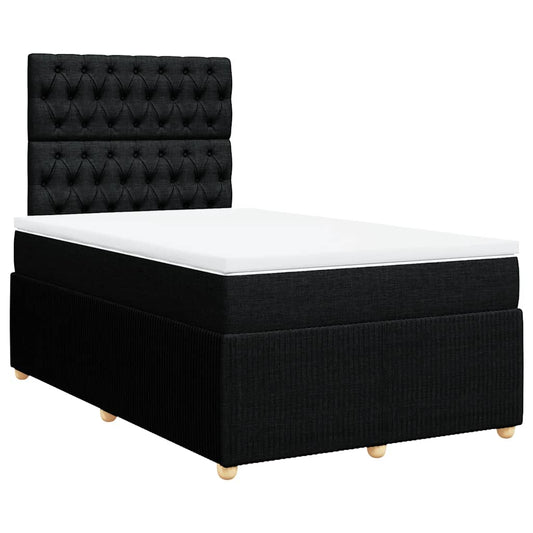 vidaXL Κρεβάτι Boxspring με Στρώμα Μαύρο 120x190 εκ. Υφασμάτινο