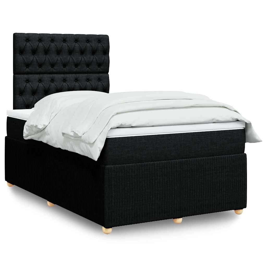 vidaXL Κρεβάτι Boxspring με Στρώμα Μαύρο 120x190 εκ. Υφασμάτινο