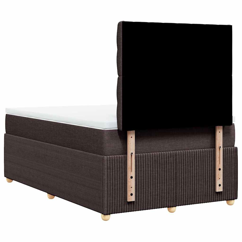 vidaXL Κρεβάτι Boxspring με Στρώμα Σκούρο Καφέ 120x190 εκ Υφασμάτινο