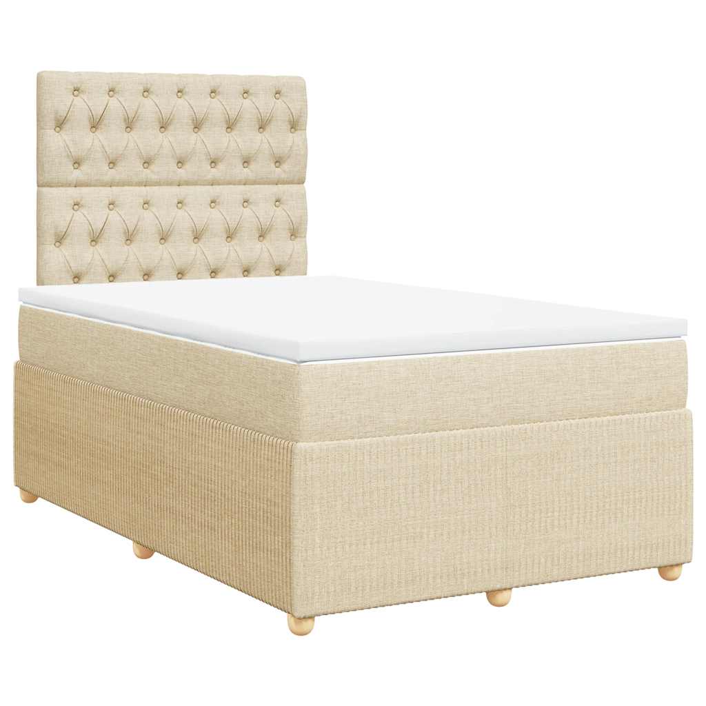 vidaXL Κρεβάτι Boxspring με Στρώμα Κρεμ 120x190 εκ. Υφασμάτινο