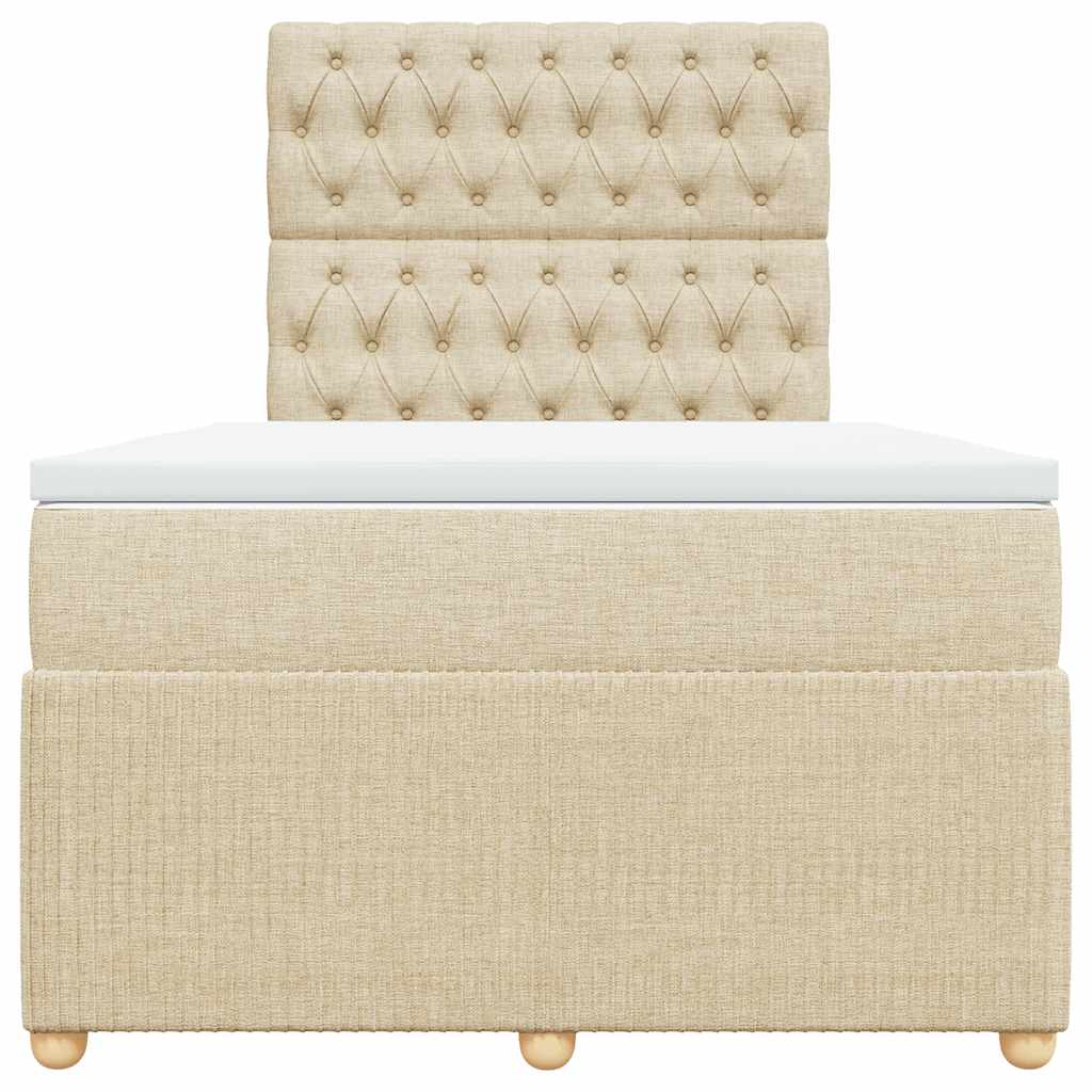 vidaXL Κρεβάτι Boxspring με Στρώμα Κρεμ 120x190 εκ. Υφασμάτινο