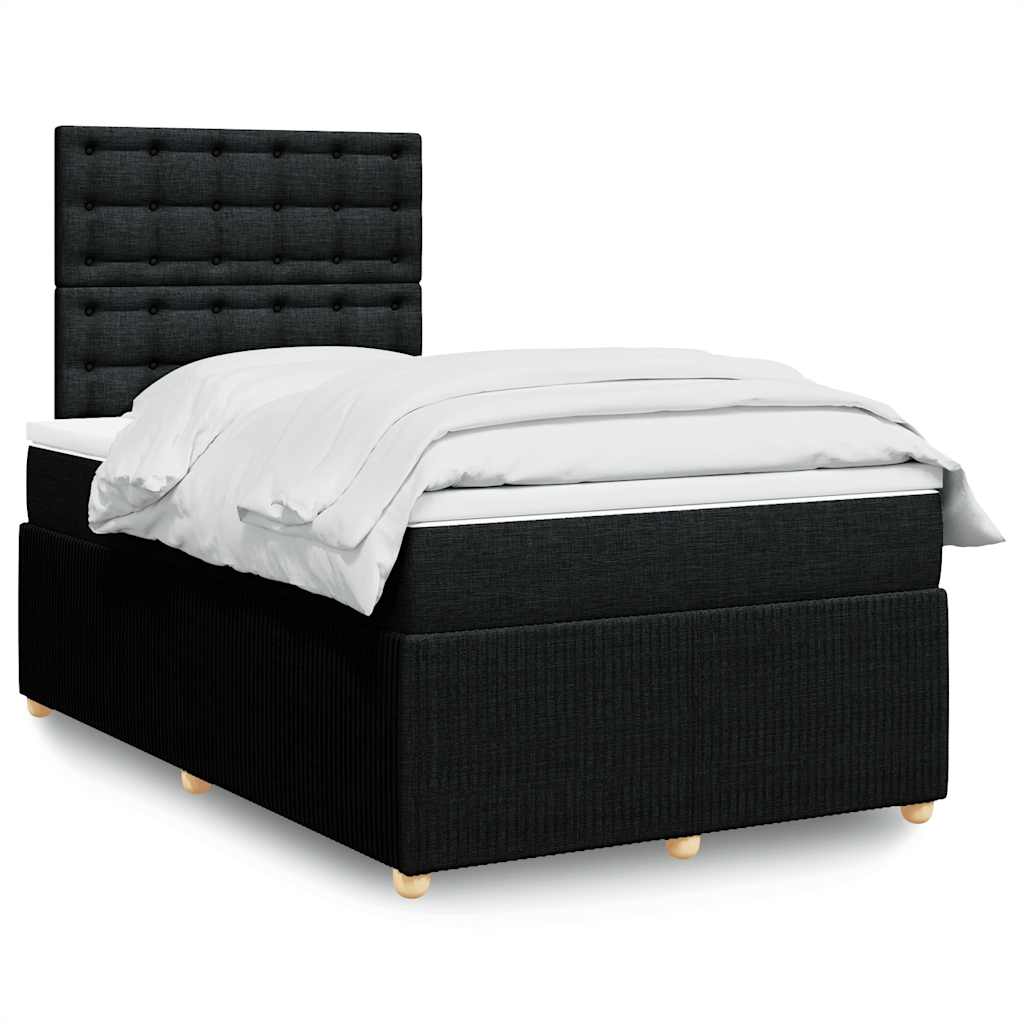 vidaXL Κρεβάτι Boxspring με Στρώμα Μαύρο 120x190 εκ. Υφασμάτινο