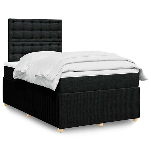 vidaXL Κρεβάτι Boxspring με Στρώμα Μαύρο 120x190 εκ. Υφασμάτινο