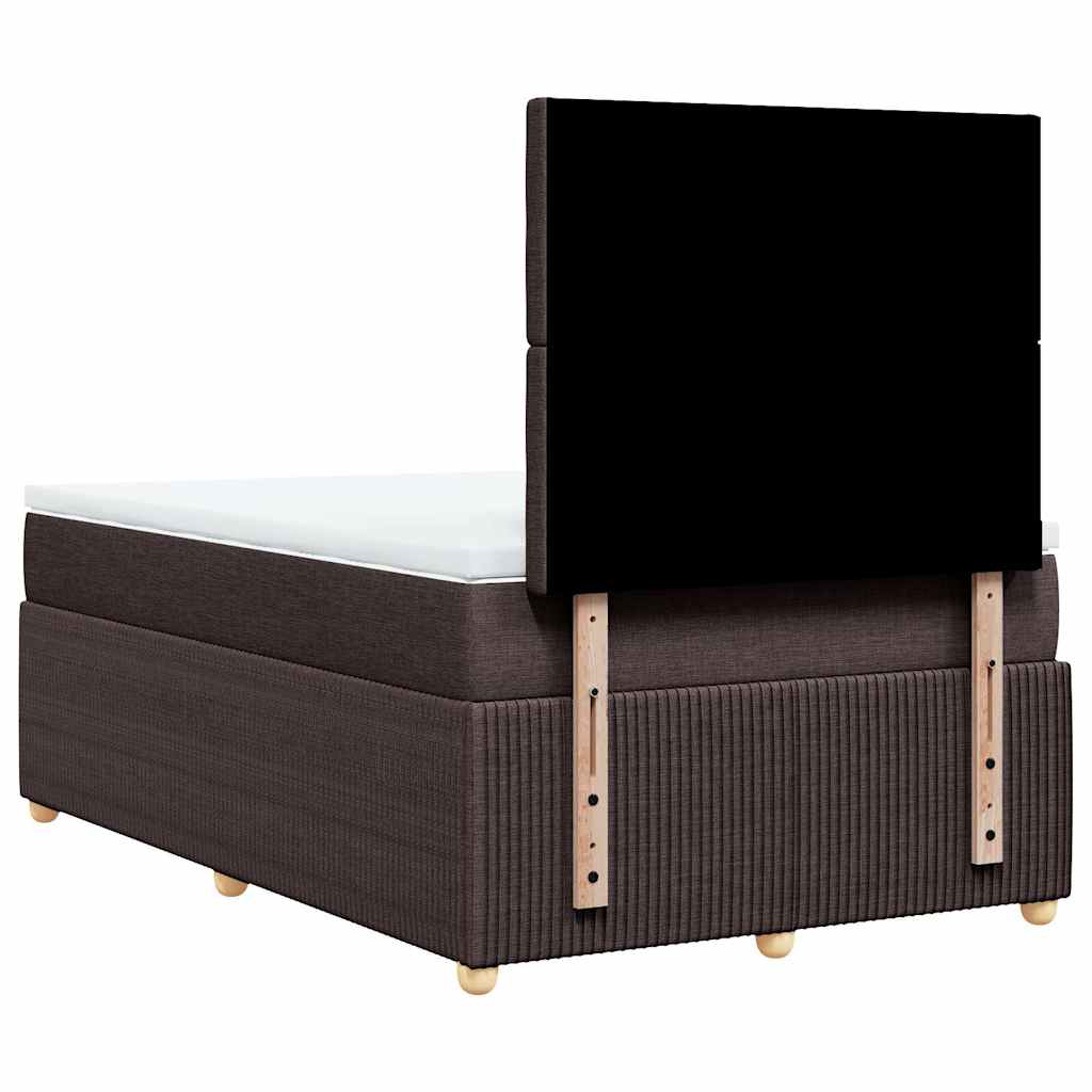vidaXL Κρεβάτι Boxspring με Στρώμα Σκούρο Καφέ 120x190 εκ Υφασμάτινο