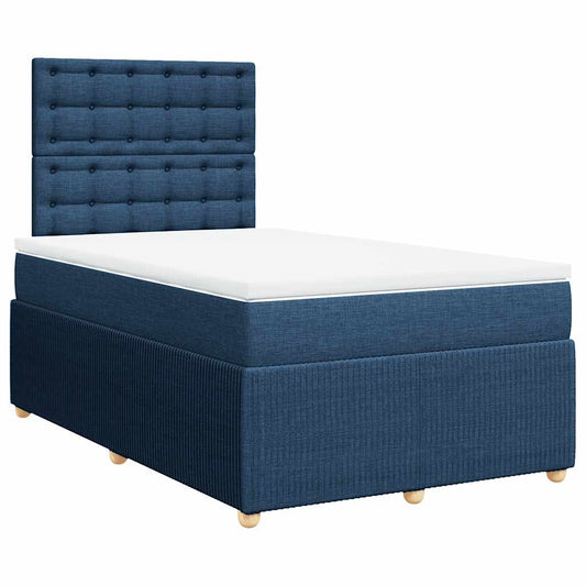 vidaXL Κρεβάτι Boxspring με Στρώμα Μπλε 120x190 εκ. Υφασμάτινο