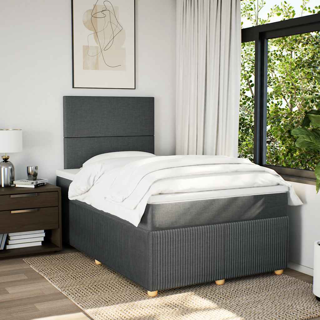 vidaXL Κρεβάτι Boxspring με Στρώμα Σκούρο Γκρι 120x200 εκ. Υφασμάτινο