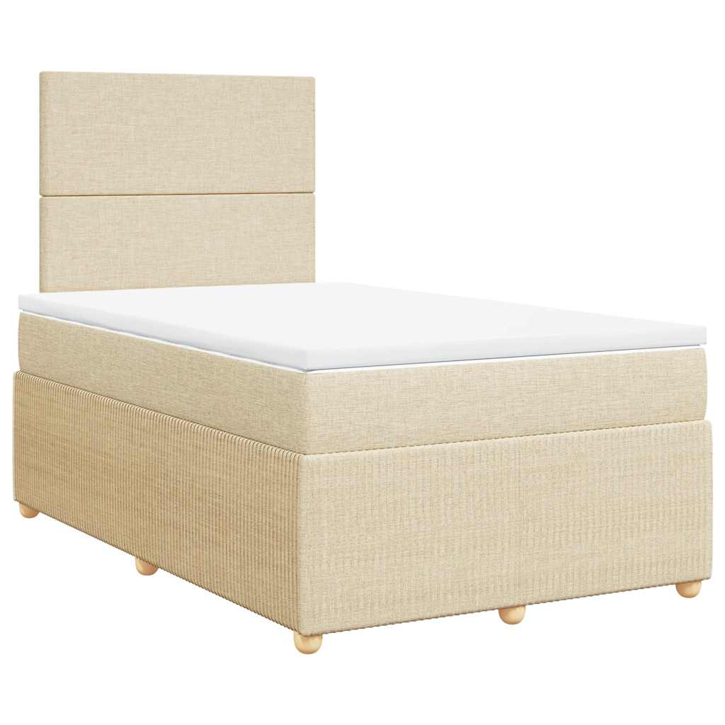 vidaXL Κρεβάτι Boxspring με Στρώμα Κρεμ 120x200 εκ. Υφασμάτινο
