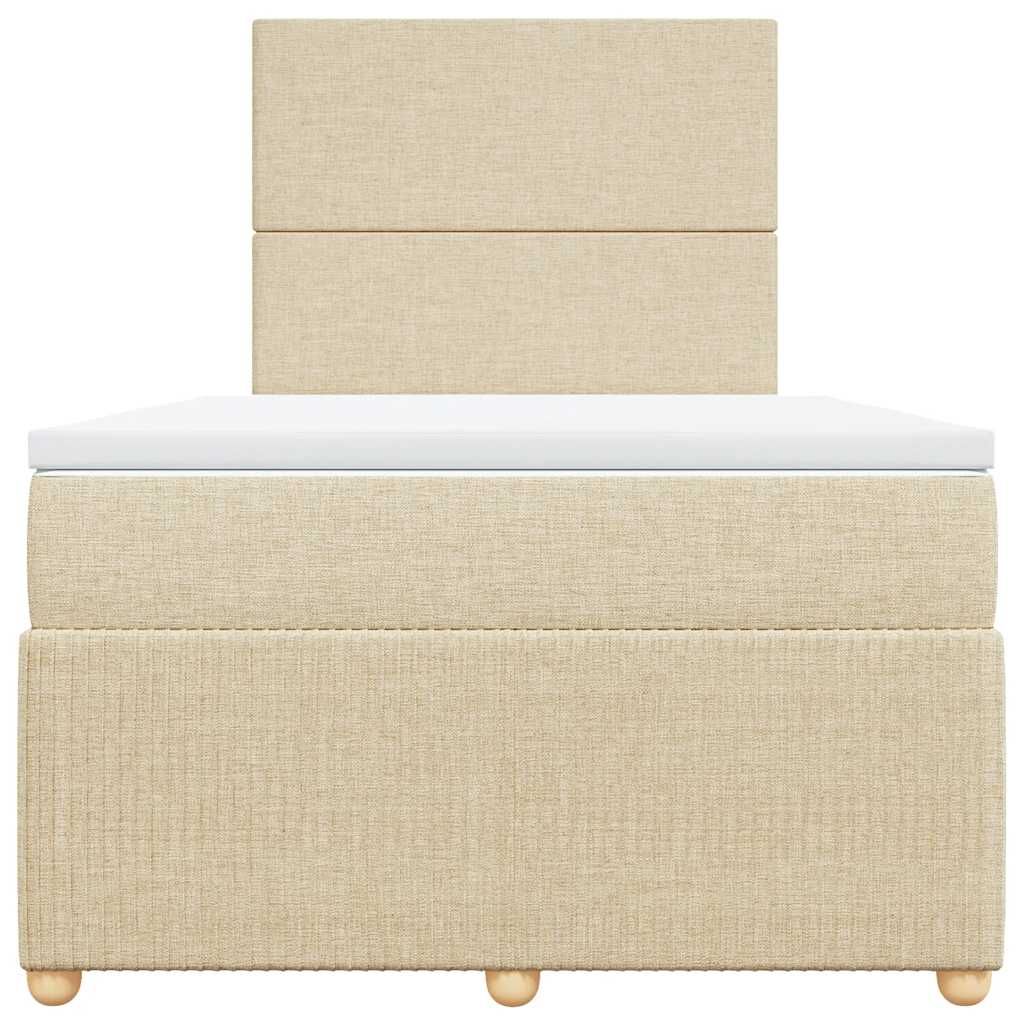 vidaXL Κρεβάτι Boxspring με Στρώμα Κρεμ 120x200 εκ. Υφασμάτινο