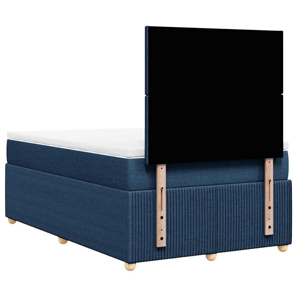 vidaXL Κρεβάτι Boxspring με Στρώμα Μπλε 120x200 εκ. Υφασμάτινο