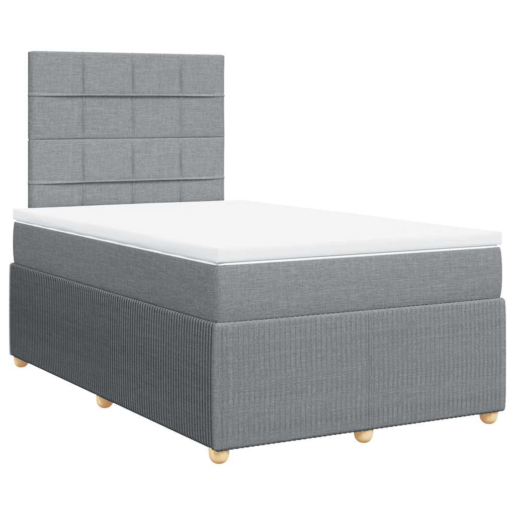 vidaXL Κρεβάτι Boxspring με Στρώμα Ανοιχτό Γκρι 120x200 εκ. Υφασμάτινο