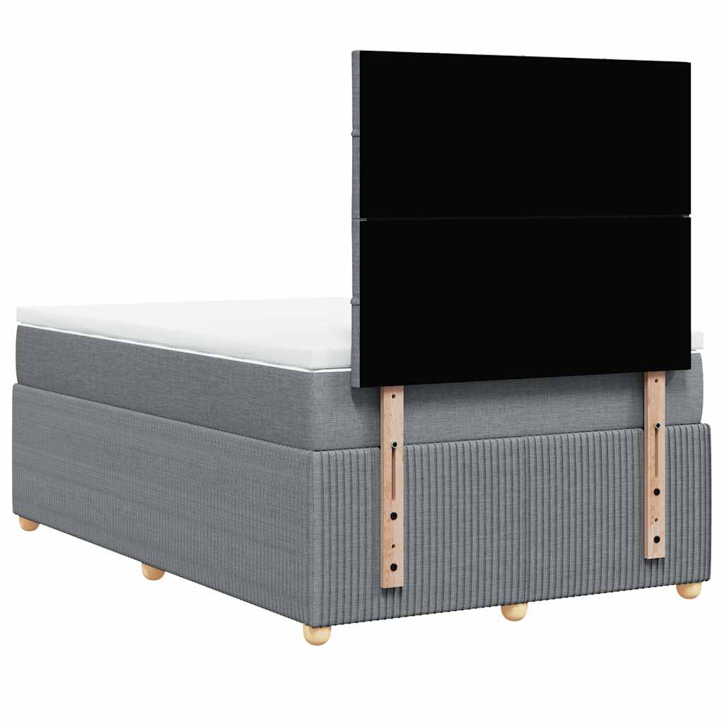 vidaXL Κρεβάτι Boxspring με Στρώμα Ανοιχτό Γκρι 120x200 εκ. Υφασμάτινο